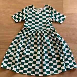 Pink Chicken organic Steph green/white checkered dress size 6y